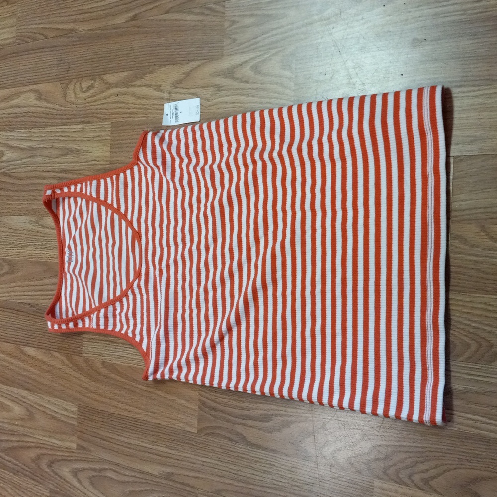 Salmon And White Striped, Ribbed, GAP Tank Top